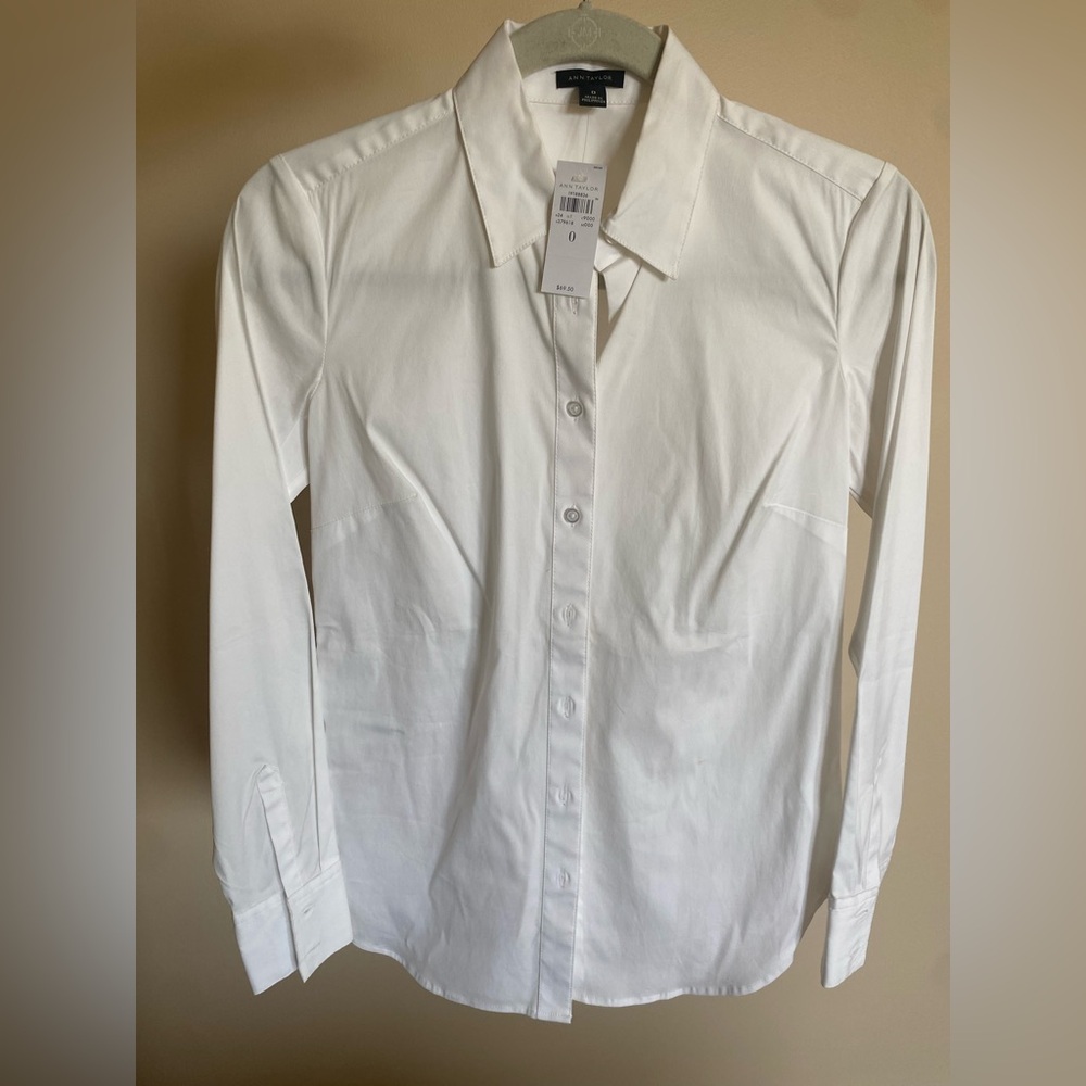 NWT Ann Taylor White Button-up
